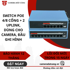 Switch POE Hikvision 4/8 cổng + 2 uplink sử dụng cho camera, đầu ghi hình