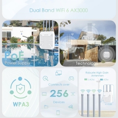 Bộ phát wifi 300-500m WAVLINK WiFi6 AX3000 AERIAL HD6 cao cấp băng tần kép, chống thấm nước IP67, tối đa 1Km