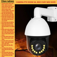 Camera báo cháy/báo khói, zoom quang 129x, tuần tra quay quét, ban đêm có màu, kết nối 4G/wifi/LAN