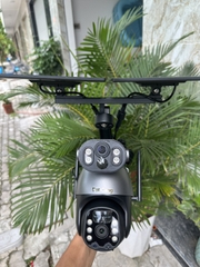 Camera năng lượng mặt trời 2 mắt bản nâng cấp xoay được cả 2 mắt camera, đi kèm 2 tấm pin năng lượng, kết nối 4G, không cần đến điện và wifi, chống nước