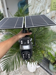 Camera năng lượng mặt trời 2 mắt bản nâng cấp xoay được cả 2 mắt camera, đi kèm 2 tấm pin năng lượng, kết nối 4G, không cần đến điện và wifi, chống nước