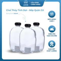 Chai Dẹt Nắp Nhựa Đen/Nắp Quân Cơ Dung Tích 250ml ~ 500ml, Đựng Cà Phê, Nước Ép, Sinh Tố, Rượu - NorthStar Packing