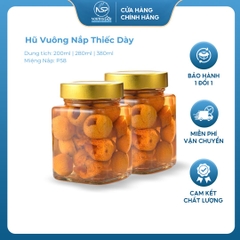 Hũ Vuông Nắp Thiếc Dày Dung tích 200ml, 280ml, 380ml Miệng hũ P58,P63,P70 - North Star Packing