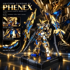 Mô Hình Lắp Ráp MGEX 9904 1/100 RX-0 Unicorn Gundam 03 Phenex Mạ Vàng Tiger Model (Tặng base, Decal nước )