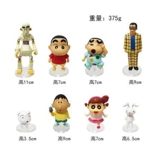 Mô Hình Lắp Ráp 8Pcs/Set Anime Crayon Shin-Chan Action Figure Q Version Figurine Nohara Shinnosuke Kawaii Collecs