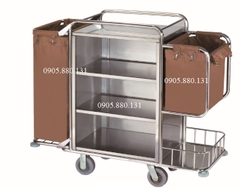 Xe đẩy inox 3 tầng 2 túi C-1090