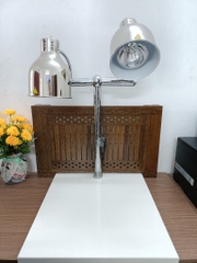 Đèn hâm nóng thức ăn 2 bóng inox, đế đá CN trắng 121167T