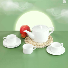 Bộ ấm chén Kim Lai trắng Long phương