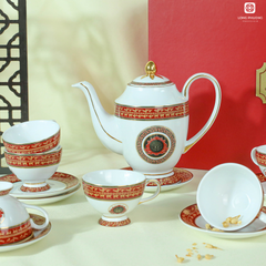 Bộ ấm chén lạc hồng hoa Long phương