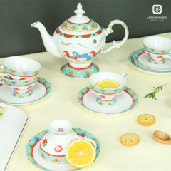 Bộ ấm chén mã đáo hoa Long phương