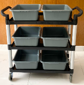 Xe phục vụ 3 tầng đen L-010B-4 (6 thau xám)