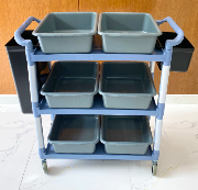 Xe phục vụ 3 tầng xám L-010-5(6 thau xám + 2 xô đen)