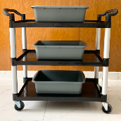 Xe phục vụ 3 tầng đen L-010B-2 (3 thau xám)