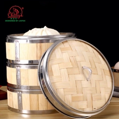 Nắp xửng hấp tre vành inox 22cm