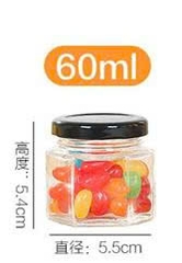 Hũ thủy tinh lục giác nắp thiếc