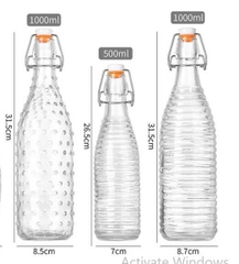 Bình thủy tinh nắp gài có họa tiết