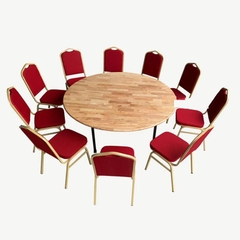 Bàn tròn tiệc cưới cao cấp gỗ cao su tự nhiên dùng cho nhà hàng