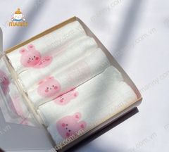 Set 5 Khăn Sữa Hoạ Tiết 100% Sợi Tre Organic Cho Bé (30x30Cm) Mềm Mịn, Thoáng Nhẹ, Thấm Hút Cực Tốt, Khăn Sữa Sợi Tre Manny