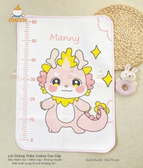 ấm lót chống thấm cao cấp 100% cotton organic Manny 4 lớp bề mặt siêu thấm hút, mềm mại