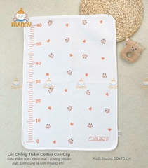 ấm lót chống thấm cao cấp 100% cotton organic Manny 4 lớp bề mặt siêu thấm hút, mềm mại