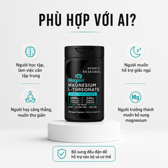 Viên Uống Bổ Não Sports Research Magtein Magnesium L-Threonate 2000mg 135 Viên - Hàng Costco
