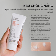 Kem Chống Nắng Epi-rx Invisible Shield EX SPF50+ 40ml - Fullbox Công Ty