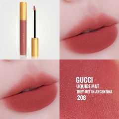 Son Kem Gucci Rouge Liquid Matte Lip Colour Màu 208 They Met In Argentina (Cam hồng đất) - 6.5ml Fullbox