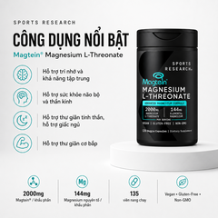 Viên Uống Bổ Não Sports Research Magtein Magnesium L-Threonate 2000mg 135 Viên - Hàng Costco