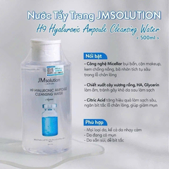 Nước Tẩy Trang JM Solution H9 Hyaluronic Ampoule Cleansing Water 500ml - Hàng Công Ty