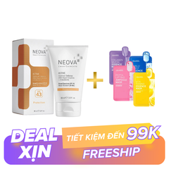 Kem chống nắng NEOVA Active Optimal Defense DNA Repair Enzymes + Antioxidant Broad Spectrum SPF 43 (Water Resistant 80min) - Fullbox 89ml