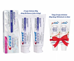 Set 4 tuýp kem đánh răng Crest 3D White Brilliance - Mua 2 tặng 2 (90g+20g)