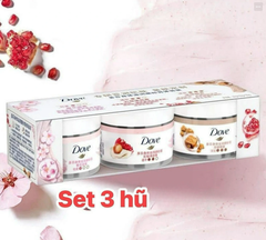 Set 3 hủ tẩy tế bào chết Dove - Hương lựu đỏ + Hương hoa anh đào + Hương đường nâu (50gx3)