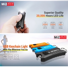 Đèn Pin Móc Khóa Cắm Trại Du Lịch Klarus Mi2 Độ Sáng 40 Lumen Cổng Sạc Usb Pin 120Mah (Liền Thân)