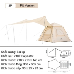 Naturehike Ango Lều Tự Bung 3 người Kèm Tăng Cắm Trại