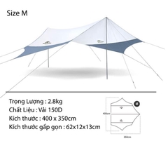 Tăng Cắm Trại Lục Giác NatureHike UPF50+ Hexagon tarp  with 2 poles NH16T012-S