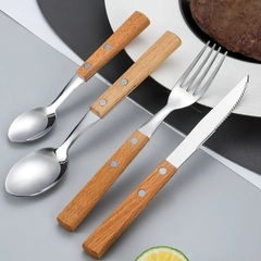 Vultura VTR-TW2404 Bộ Đồ Bàn Ăn Cắm Trại 4 món ( dao, muỗng, nĩa, muỗng cafe - cán gỗ vintage )