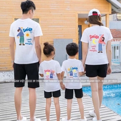 Mẫu In Áo Gia Đình Giá Rẻ Tại Ninh Bình Màu xanh dương- Đồng Phục May Thành Việt