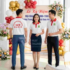 Áo polo họp lớp màu trắng phối cổ đỏ