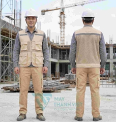 Áo gile phản quang màu be