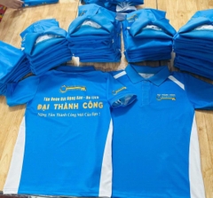 Áo đồng phục công ty màu xanh phối trắng đẹp
