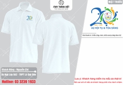 Áo họp lớp đẹp đẹp rẻ màu trắng phối vàng tại Bình Thuận - Đồng phục May Thành Việt