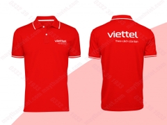 áo thun đồng phục màu đỏ công ty viettel- Đồng phục May Thành Việt