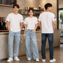 Mẫu áo thun màu trắng đồng phục quán cafe