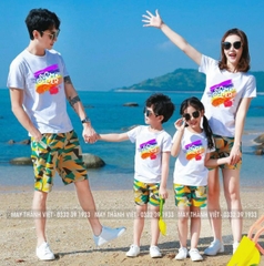 Bộ Đồng Phục Gia Đình Đi Biển Giá Rẻ Tại Lâm Đồng Màu Trắng - Đồng Phục May Thành Việt
