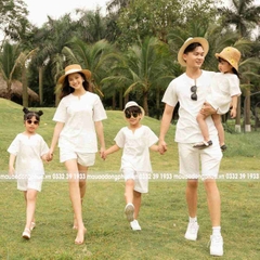 Bộ Đồng phục Gia đình Đũi màu trắng