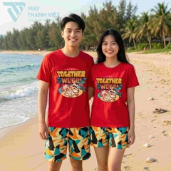 Mẫu đồng phục du lịch biển màu đỏ nổi bật
