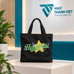Túi Vải Đen In Logo Hạnh Phúc