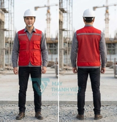 Áo gile phản quang màu đỏ
