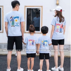 Mẫu In Áo Gia Đình Giá Rẻ Tại Ninh Bình Màu xanh dương- Đồng Phục May Thành Việt