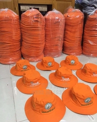 Mũ nón bucket tai bèo màu cam có lưới - Đồng phục may thành việt
